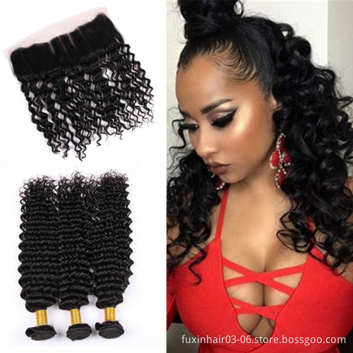 wholesale human hair weave bundles with closure 13*4  transparent swiss lace frontal closure with bundles